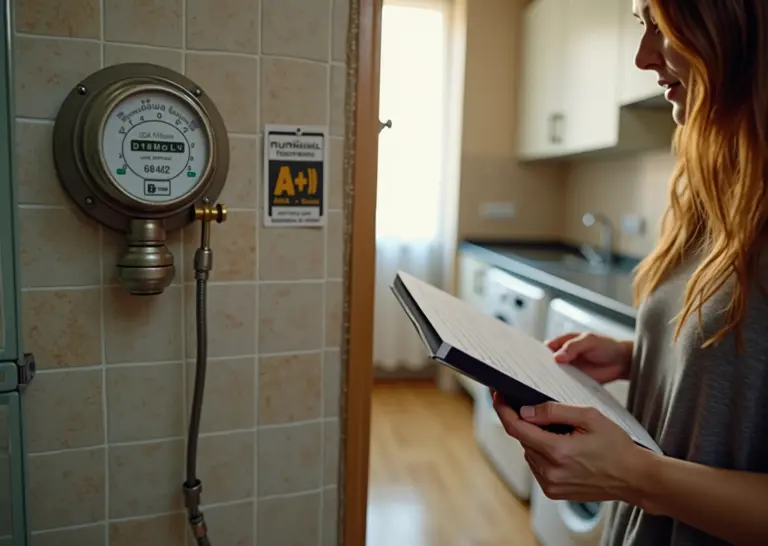 Ванная и кухня в городской квартире: малопотребляющая душевая лейка, счётчик воды с показаниями и ёмкость для сборки воды — иллюстрация способов экономии воды